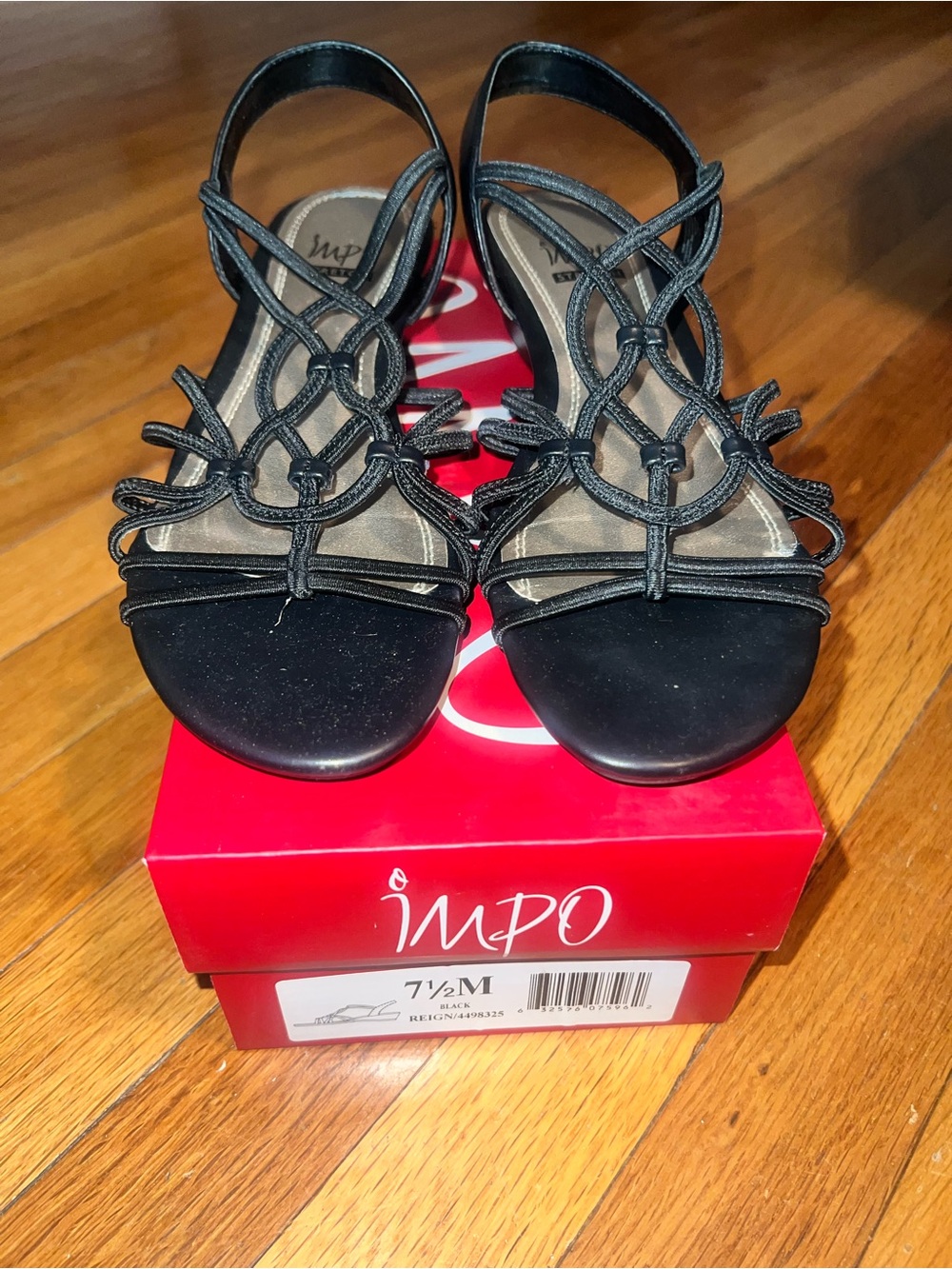 IMPO Black Knotted Strappy Sandal - Open Toe Dress Heel